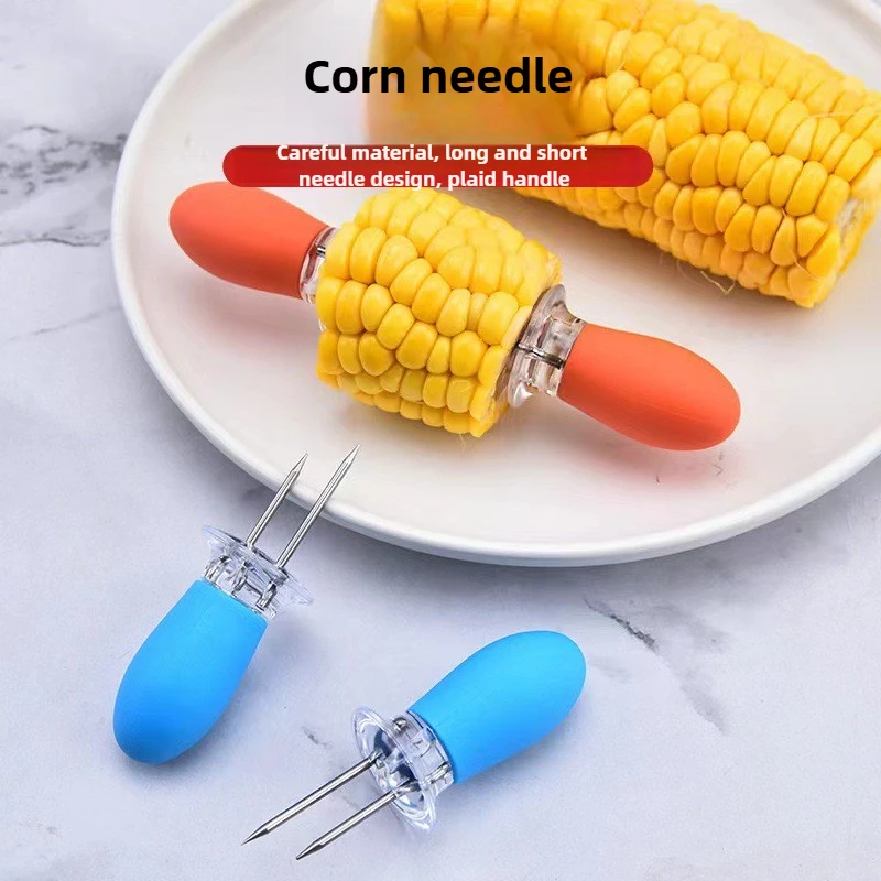 

Portable Creative Fork Corn Skewer Stainless Steel Holders Corn Needles on The Cob Skewers Fruit Forks Outdoor Barbecue Tool