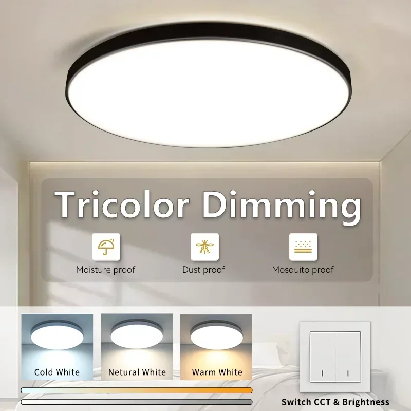 Ultra Thin 3 Color LED Ceiling Lamp 30W Modern Light for Living Room Bedroom Kitchen 220V - Energy Efficient Lighting