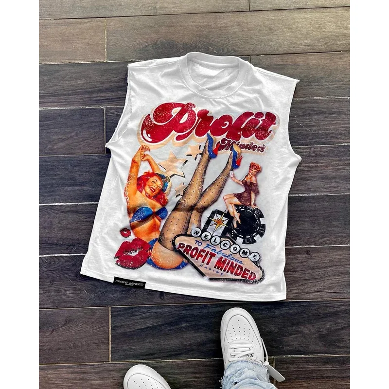 2025 신상 스트릿웨어 반팔 하라주쿠 힙합 레트로 민소매 티셔츠 남녀 공용 펑크 캐주얼 루즈핏 트렌드 ★ ★ ★   jj.