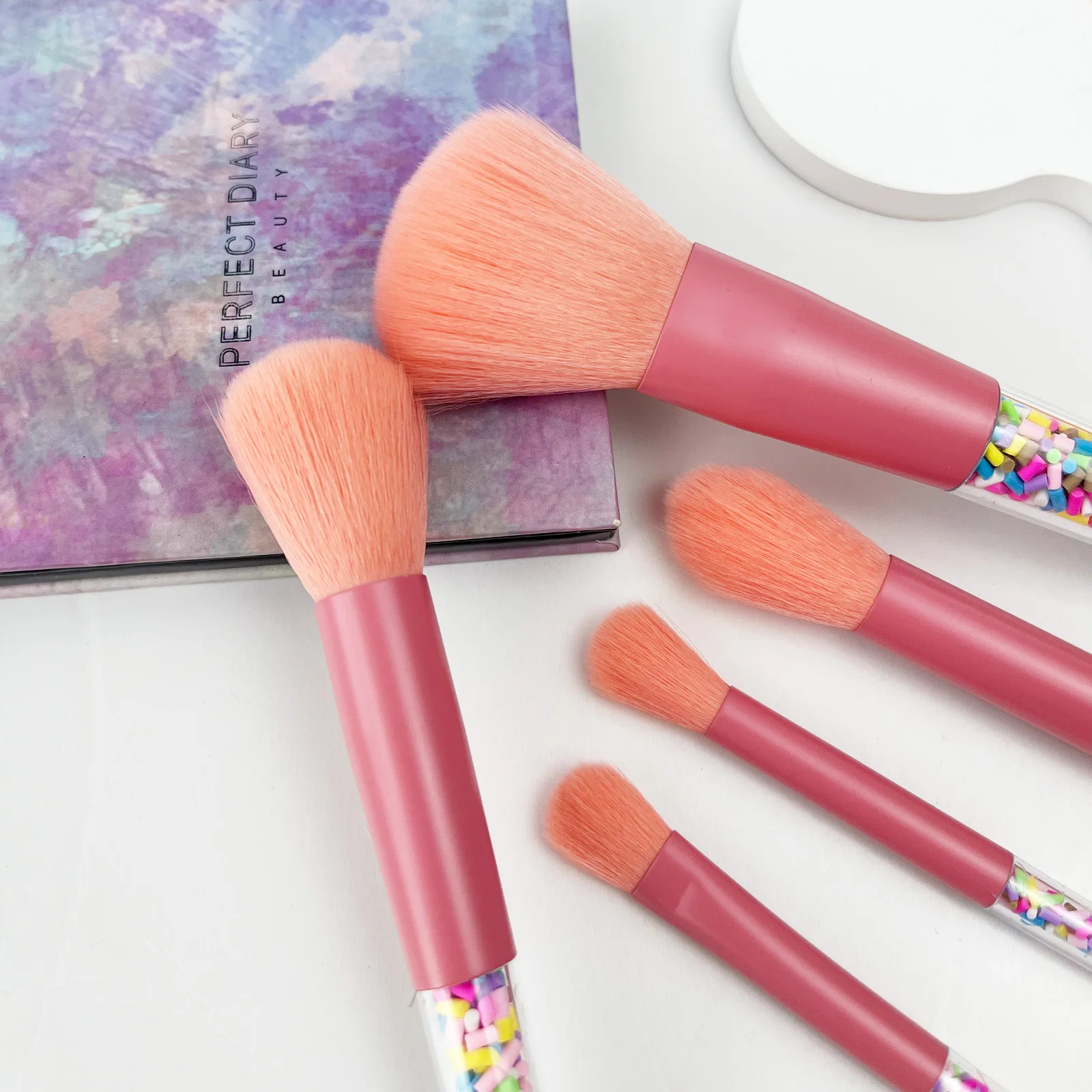 Soft Wool Fiber Makeup Brush Set, Candy-Colored Blush Brush, Face Highlighter Brush, Detalhando escova, Ferramentas de beleza, 5pcs