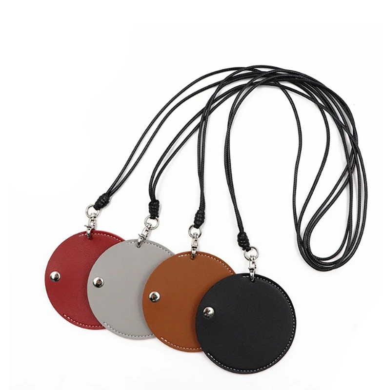 Portable Earphone Carrying Case Reliable Mini Leather Pendant Box Hanging Neck Pouches for Outdoor Climbing Hiking