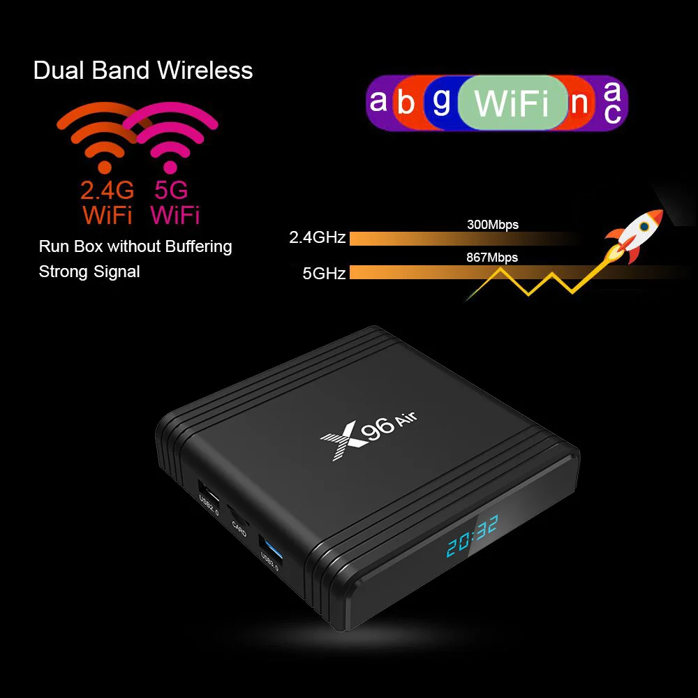 X96 Air 1000M Amlogic S905X3 Smart TV BOX 8K 2.4G 5G Wifi Set Top Box Media Player