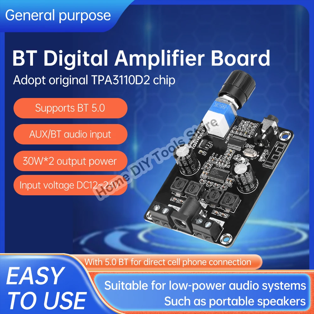 XH-A238 DC12-24V 30Wx2 Dual Channel Digital Audio Power Amplifier Board BT5.0 TPA3110D2 Audio Amp Module