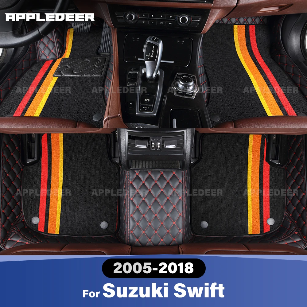 For Suzuki Swift 2005-2018 Double Layer Car Floor Mats Custom Auto Carpet Cover Interior Accessories