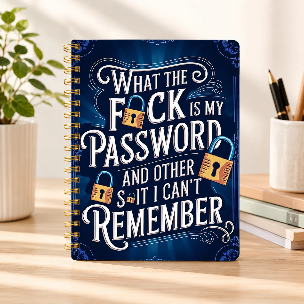 Simple Password Book – Minimalist Password & Website Login Organizer, Spiral Notebook for Home & Office Use