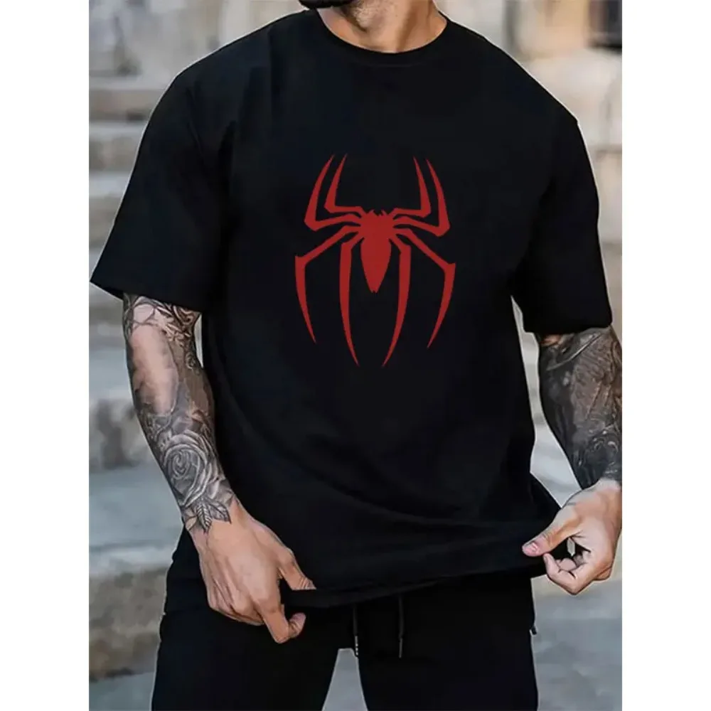 2024 Summer New Men's T-shirts Cotton Spider Pattern Printed Tee Loose and Comfortable Short Sleeves Men Woman Oversized Clothes