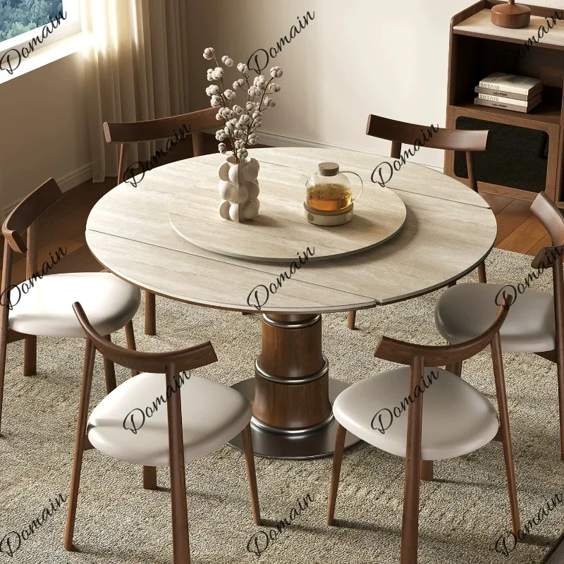 XX Retractable Folding Rock Slab Dining Table Modern Kitchen Simple Dining Tables Set Of 6 Chairs Round Pliante Home Furniture