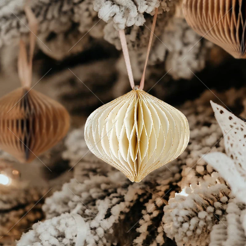 1/6pcs Mini Honeycomb Ball Pendant New Year Christmas Tree Paper Lantern Hanging Wedding Home Xmas Decorations Party Supplies