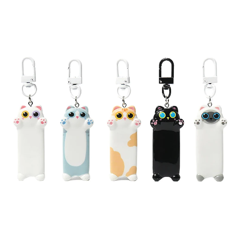 

Cartoon Cute Cat Keychain Kawaii Animal Keyring Sweet Resin Key Holder Lovely School Bag Purse Pendant Couple Gifts