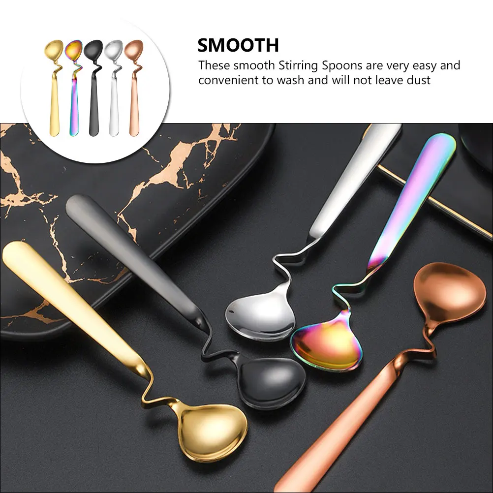 Cuillères en acier inoxydable, 5 pièces, Surface lisse, café, thé, confiture, miel, cuillère à mélanger pour maison, café, hôtel, cuillères en acier inoxydable