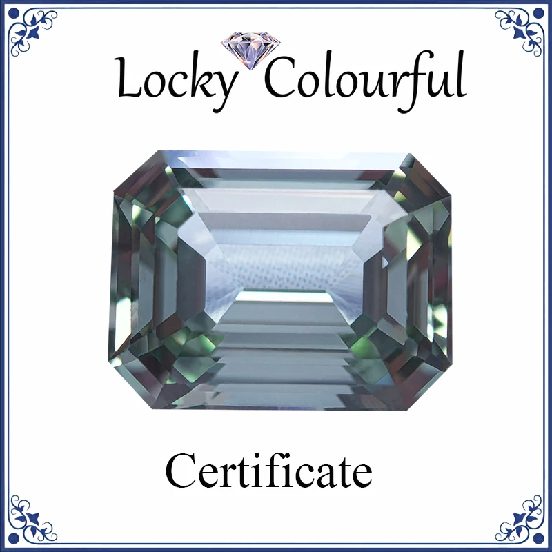 

Lab Grown Sapphire Green Color VVS1 Emerald Cut Charms Beads for DIY Jewelry Making Bracelet Material Selectable AGL Certificate