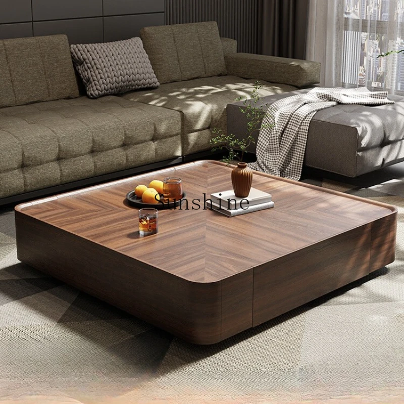 

Italian minimalist North American walnut coffee table square high sense