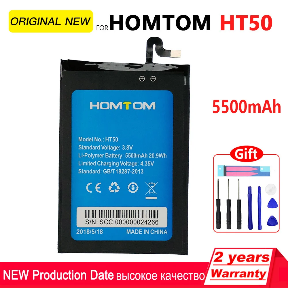 

100% Original 5500mAh HT50 Rechargeable Phone Battery For HOMTOM HT50 High quality Replacement Batteries With Tracking Number