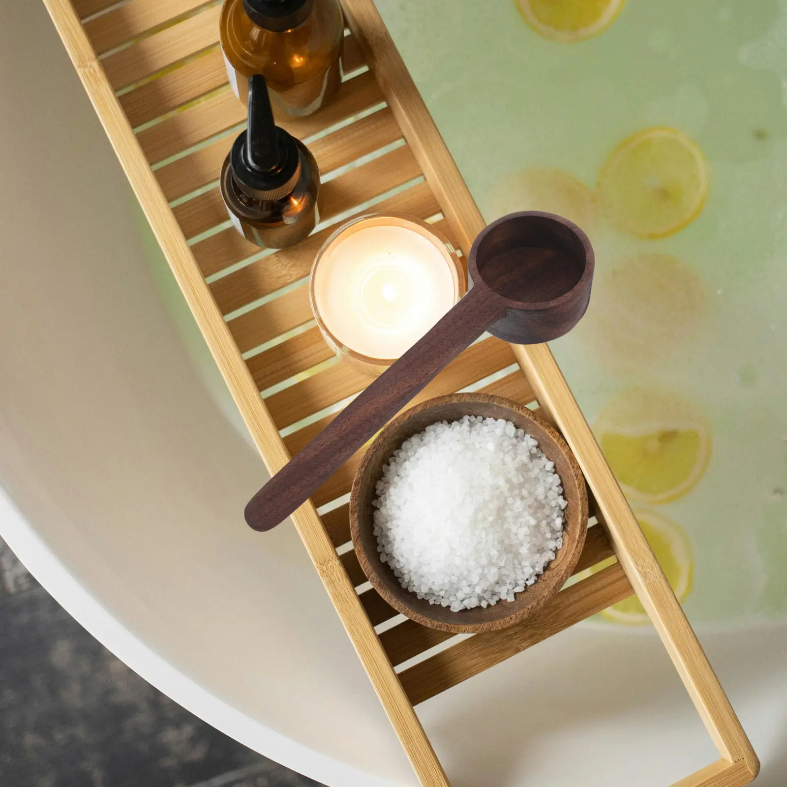 Long Handle Wooden Salt Spoon Bath Scoop Wood Salt Scoop for Bathing Relaxing Home Spa Hotel Use Coffee Spoon Wooden Spoons