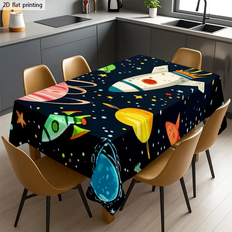 Vibrant Galaxy Stars Tablecloth Waterproof Spillproof Picnic Outdoor Dining Table Cover for Patio Decor
