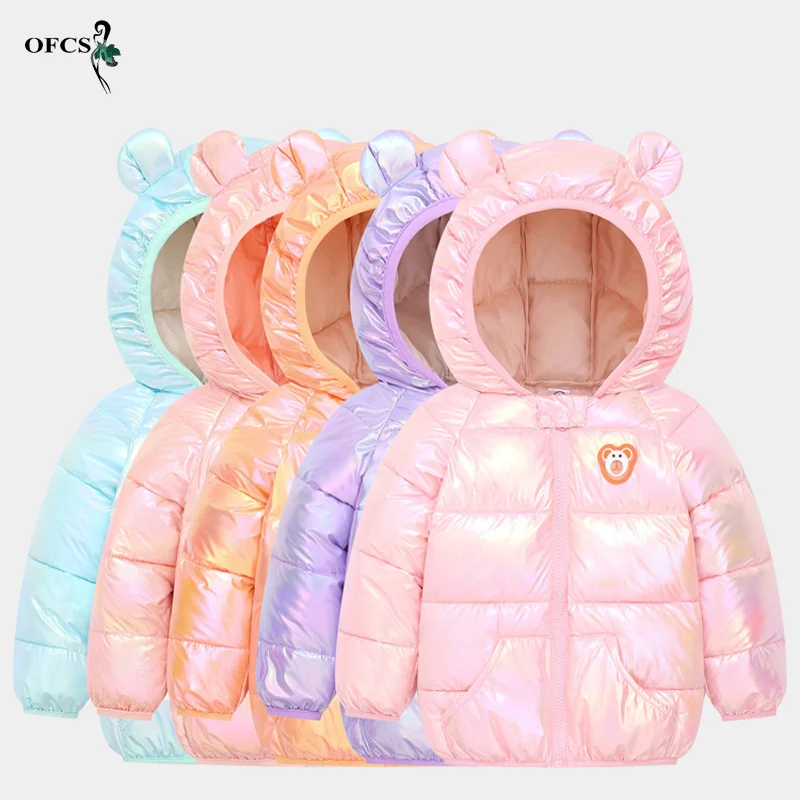 

New Arrival Baby Clothes Girls Hooded Down Jackets For Kids Fall Cartoon Dinosuar Coats Boys Warm Toddler Zipper Outerwear 2-8 Y