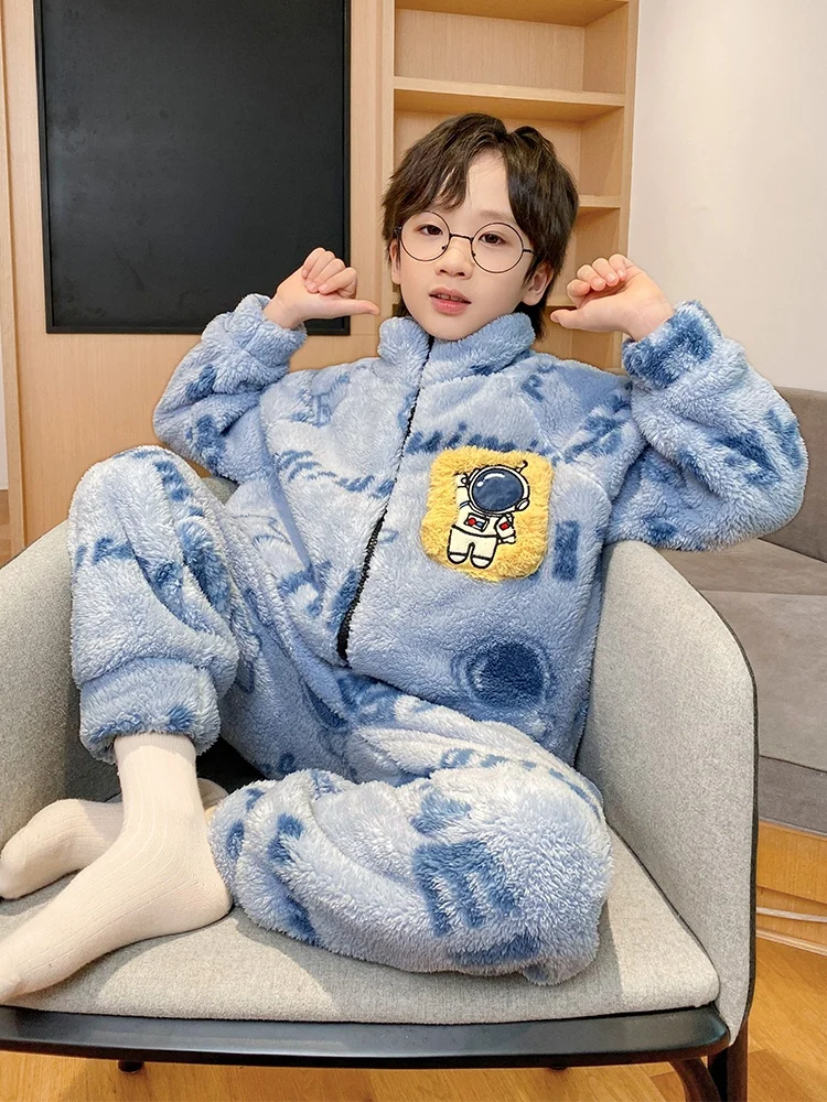 fenteng-children's-spwear-coral-fce-thiened-flannel-home-clothes-for-boys-warm-winter-pajamas-long-sve-pants