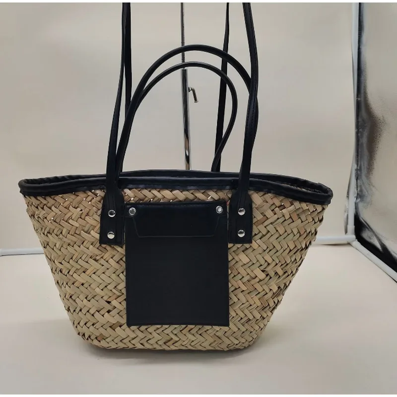 Women Straw Woven Tote Bag,fashion Rattan Handbag,large Capacity Ladies Summer Beach Shoulder Bag Multifunctional Shopping Bag