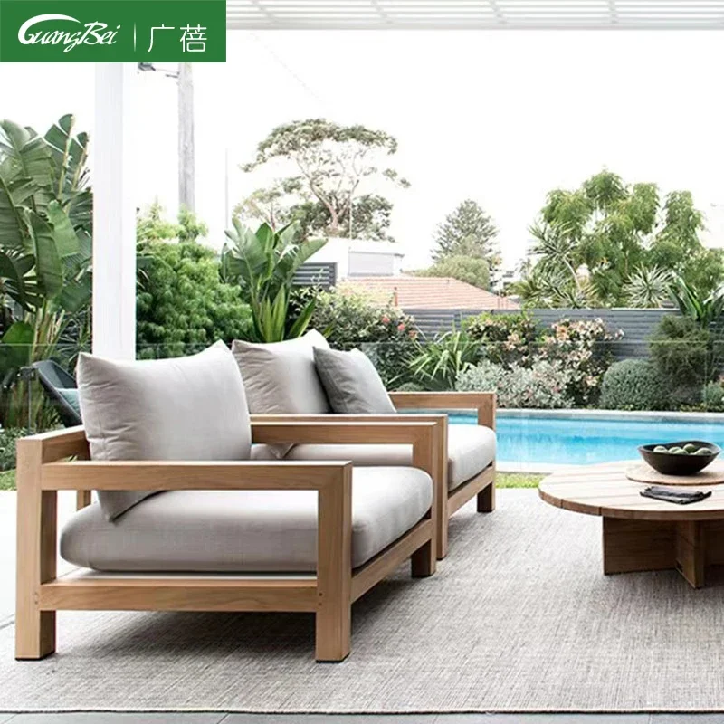 Customized outdoor teak creative sofa hotel sofa beach courtyard villa furniture anticorrosive solid wood coffee table