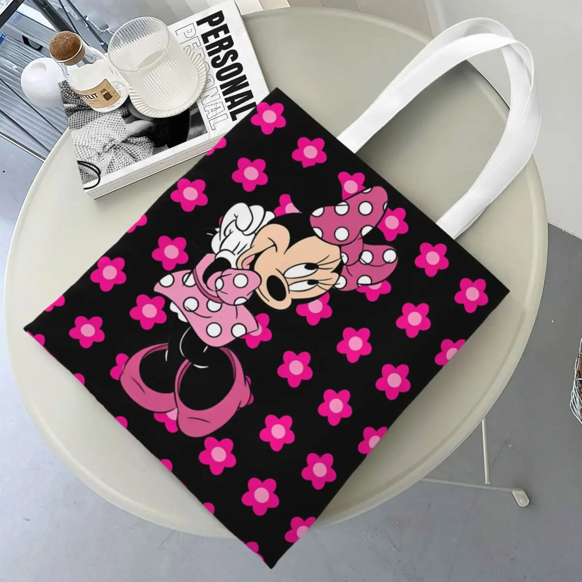 

Women Men Cartoon Cute Minnie Mickey Mouse Tote Bags Canvas Grocery Bag for Shopping Handbags