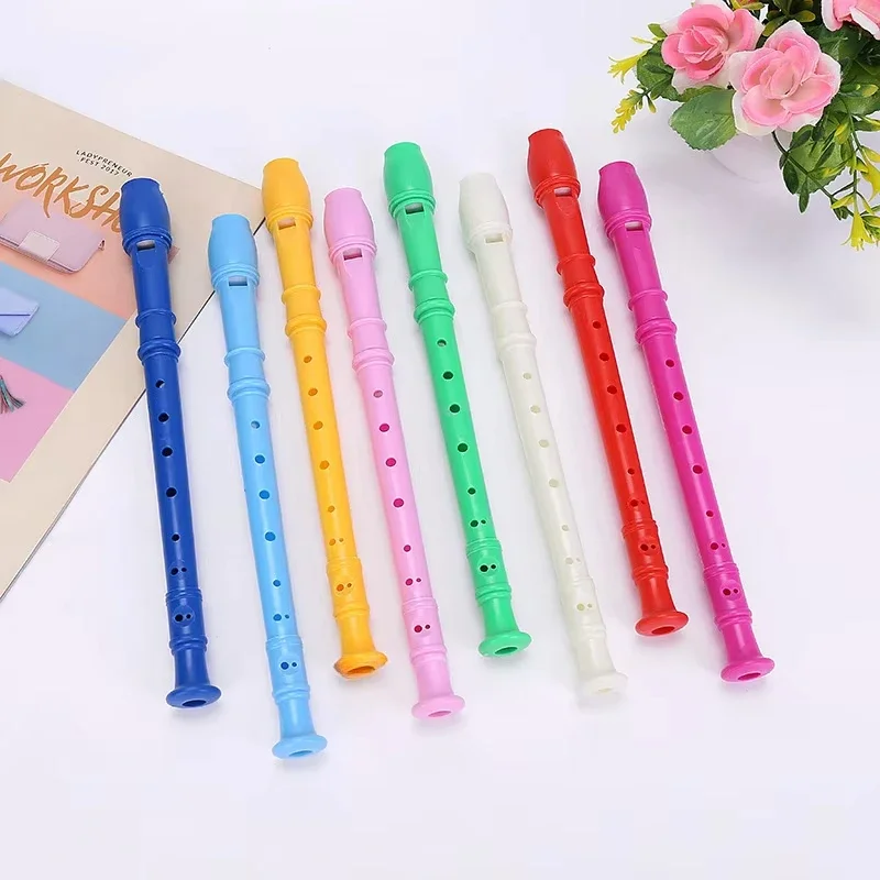 8 Holes Plastic Flute Colorful Recorder Woodwind Instrument For Beginner Musical Educational Children Toys With Cleaning Stick