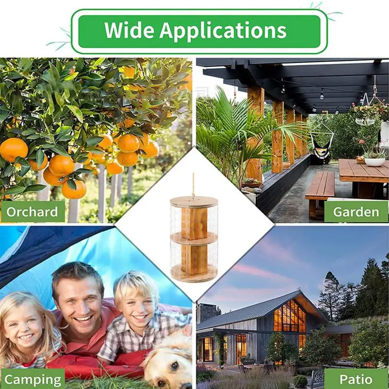 スズメバチトラップ木製スズメバチ蜂スズメバチ抑止安全な庭の装飾大工屋外庭芝生パティオ用サスペンションキャッチャー
