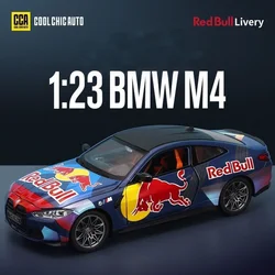 1:24 BMW M4 G82 Red Bull Co-brand Alloy Sports Car Model Diecast Metal Track Racing Vehicles Car Model Sound Light Kids Toy Gift