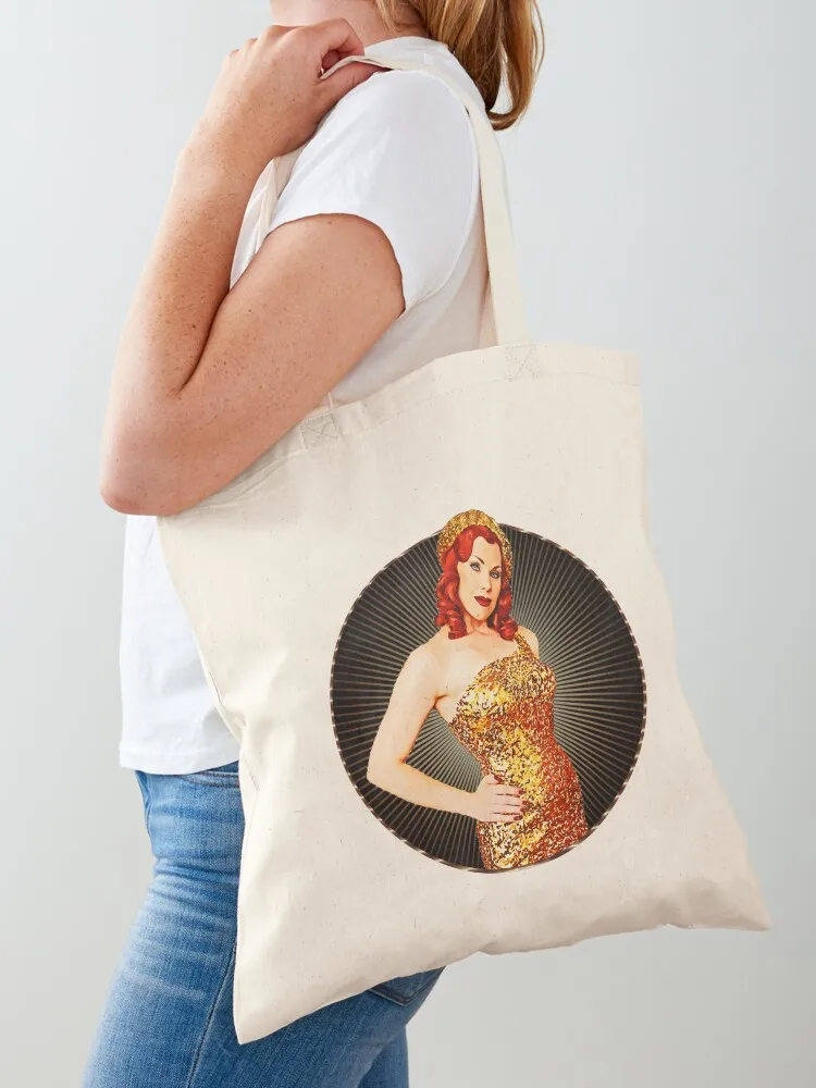 Golden Glitter Girl - Xarah 50s Pinup Tote Bag personalized tote bag Women's beach bags Beach bag Shopper Canvas Tote