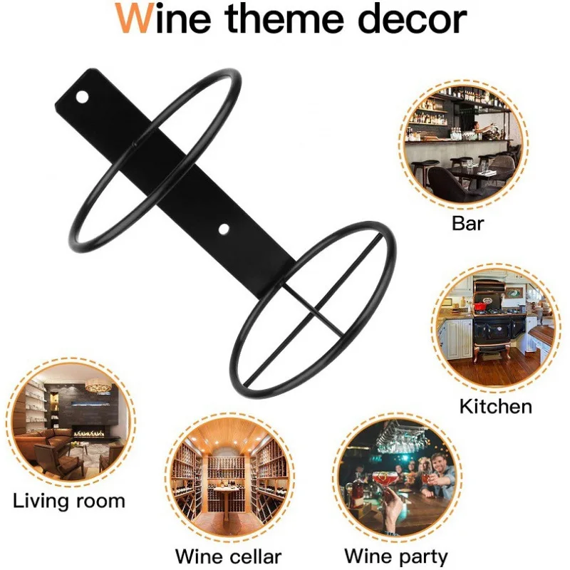 Wall Mounted Metal Hanging Wine Rack Cabinet Black Metal  Mounted Office Home Kitchen Bar Easy To Install Botellero Perfect Gift