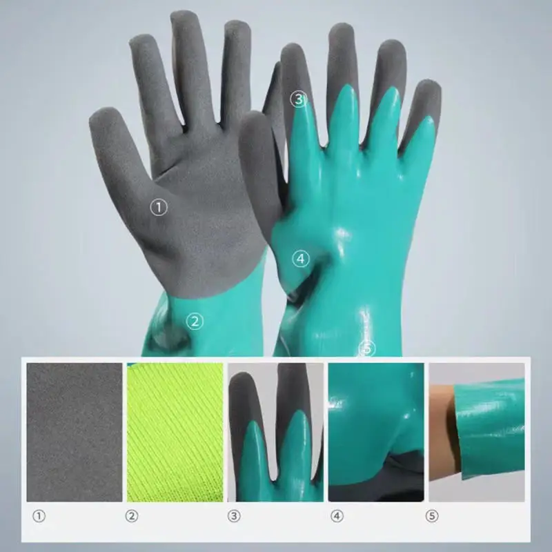 Reusable Heavy Duty Safety Work Gloves Acid Labor Protection Wear-Resistant Anti-Skid And Anti Cutting Rubber Cleaning Gloves