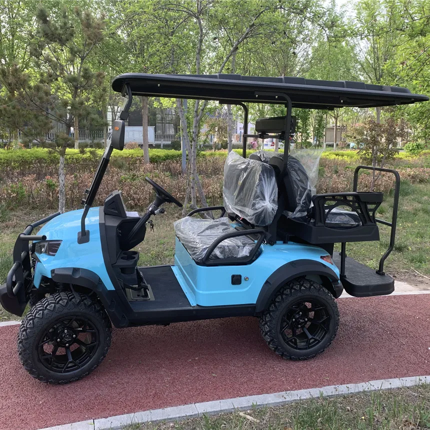 Solar Panel Golf Cart 2+2 Seat Electric Golf Scooter 48V Utility Vehicle Factory Direct Off-Road Golf Cart With Front Bumper