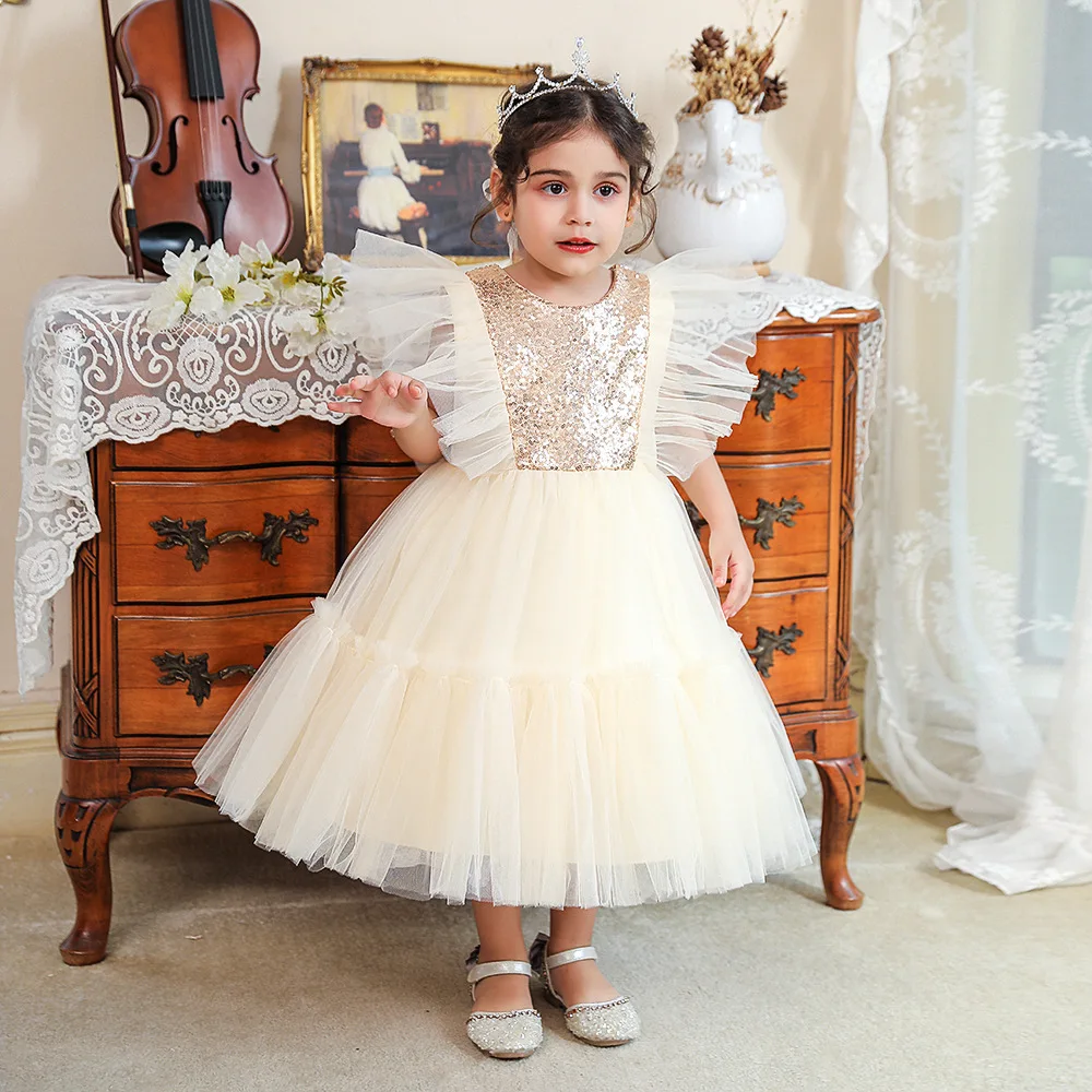 Formal Toddler 1st Birthday Dress For Baby Girl Clothes Sequin Baptism Princess Tutu Dress Girls Dresses Party Costume 0-5 Year