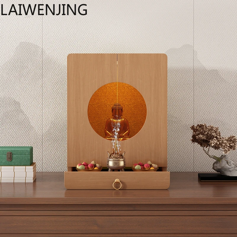 MJY Solid wood wall-mounted Buddhist shrine offering Household Buddhist  shrine statue offering table