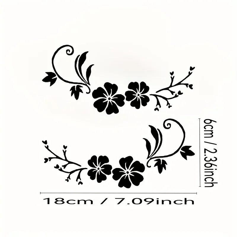 2Pcs/SET Floral Vine Vinyl Stickers Waterproof PVC Decals for Car Side Mirror Motorcycle Helmet Decor