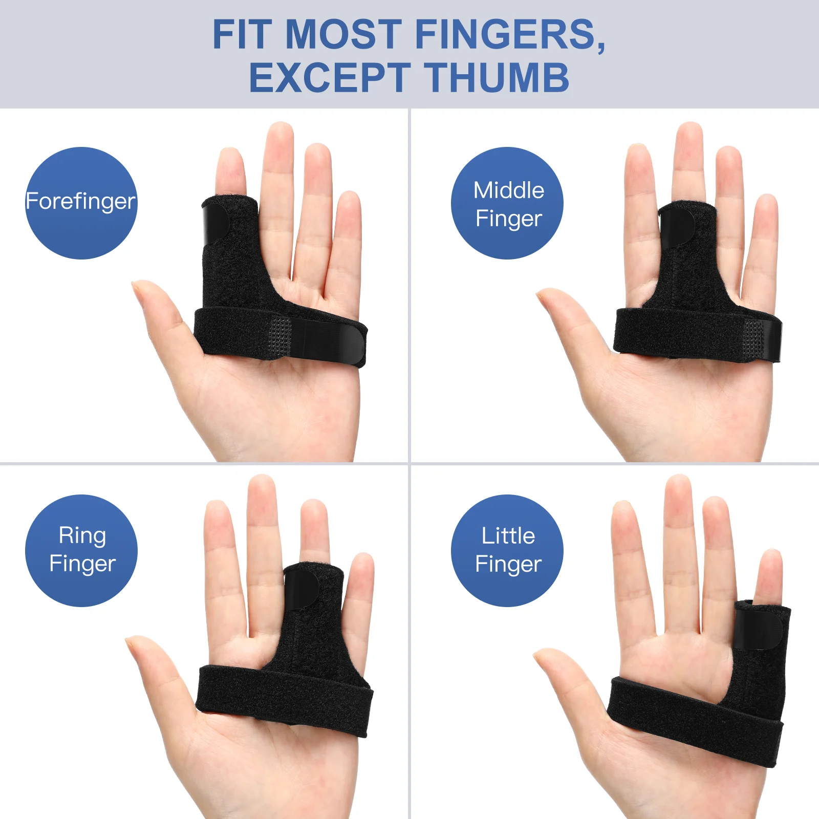 Finger Rehabilitation Training Splint Five Fingers Black Aluminum Sheet Splints for Trigger