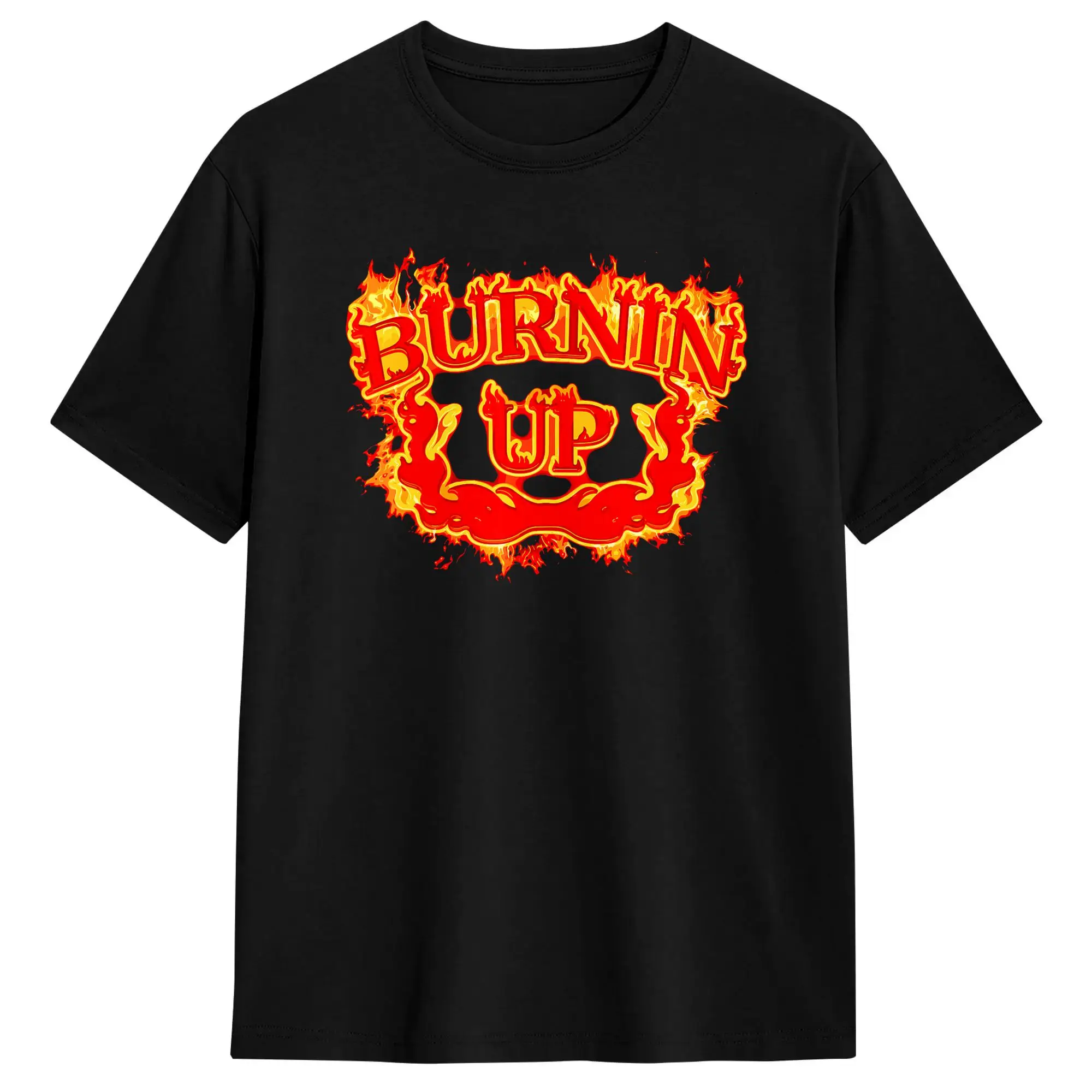 Men Burnin Up Vintage Flames T Shirts  Cotton Top Tees Summer Vintage Short Sleeves T-Shirt O Neck Trending Loose Tee Shirt