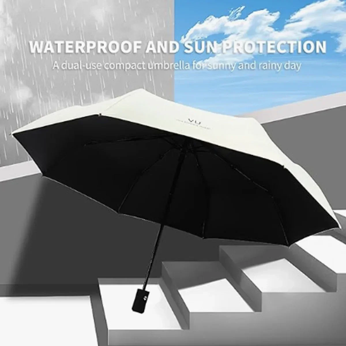 Folding Umbrella For Women Men Simple Black Umbrella Rain 8 Ribs Lightweight Travel Outdoor Luxury Automatic Umbrella