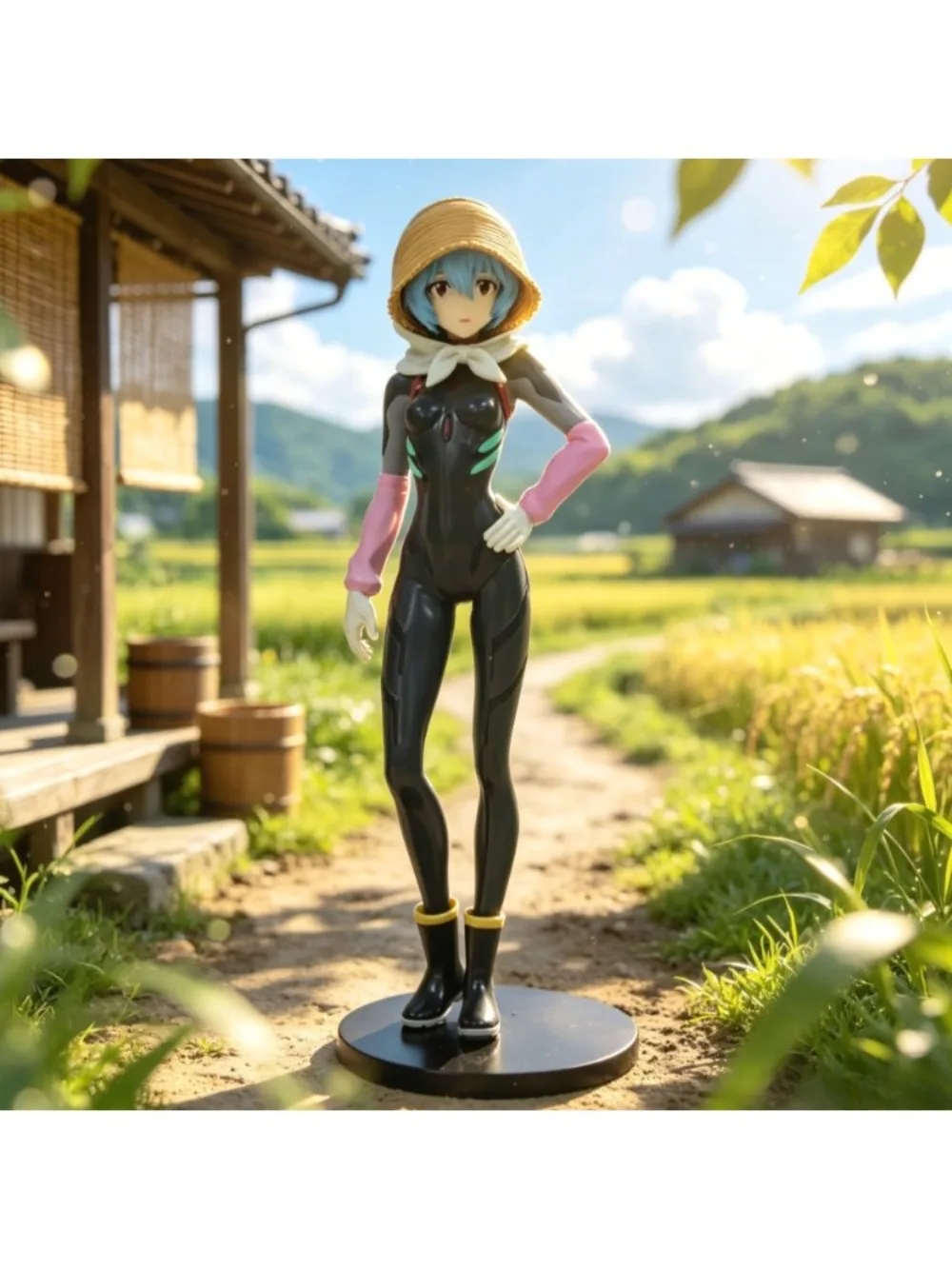 17,5cm Anime New Century Evangelion Figur Strohhut Ayanami Rei Actionfiguren PVC-Statue Modell Sammlerstücke Geschenke