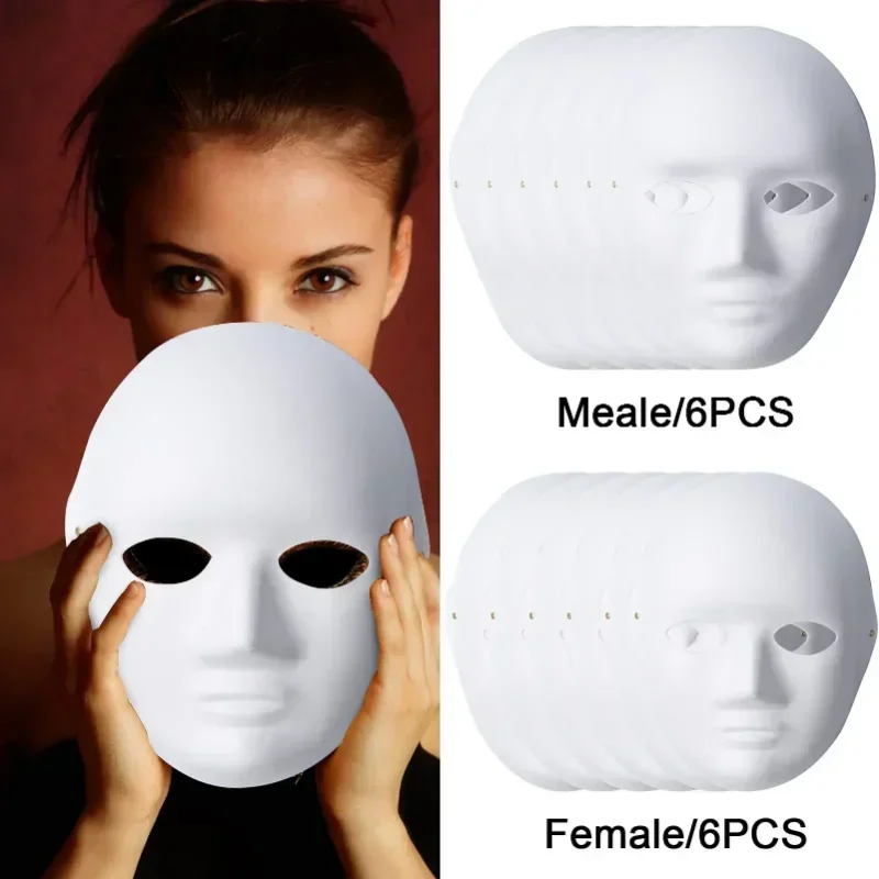 Máscara de pintura de papel em branco DIY, máscaras brancas, fantasias de Halloween, dança fantasma cosplay masque festa, homens e mulheres, 3pcs