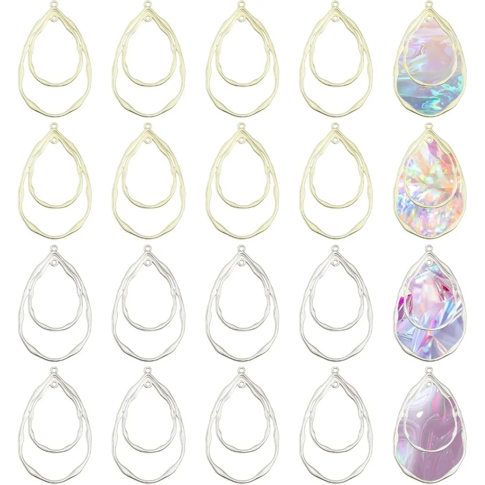 

20 шт., 2 цвета, каплевидные подвески с открытой спиной, подвески в виде безеля, подвески из цинкового сплава, пустые подносы с рамкой, геометрические подвески в полой рамке