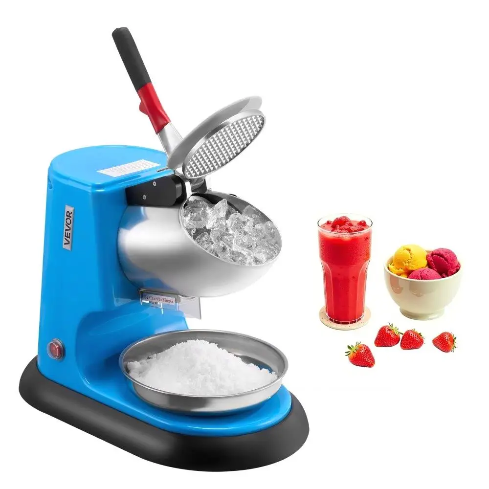

Electric Ice Shaver 220LBS Per Hour Snow Cone Maker Commercial Grade Ice Crusher Blue Color