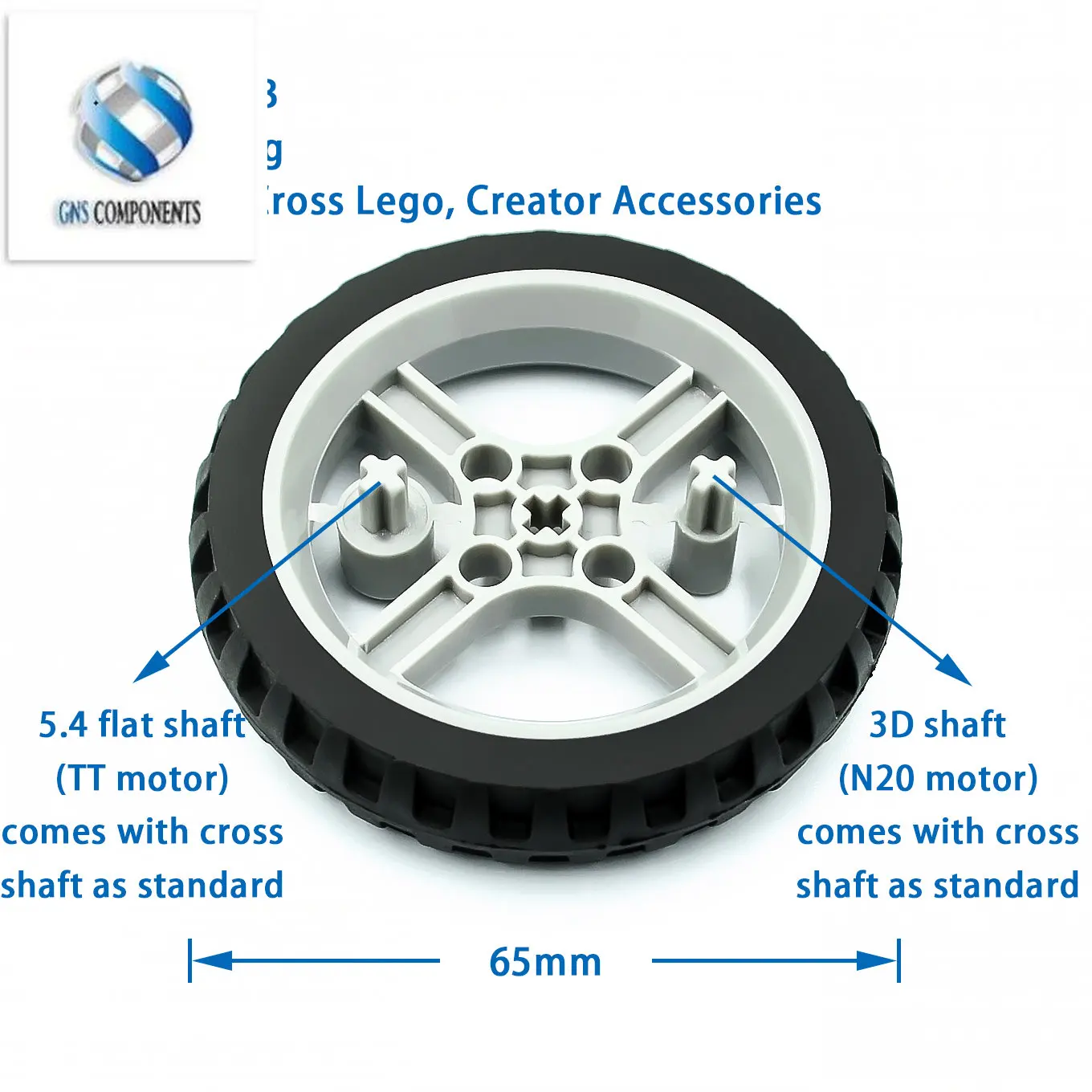 

6514 TT motor free wheel cross shaft robot smart car narrow wheel 65mm motor tracking line