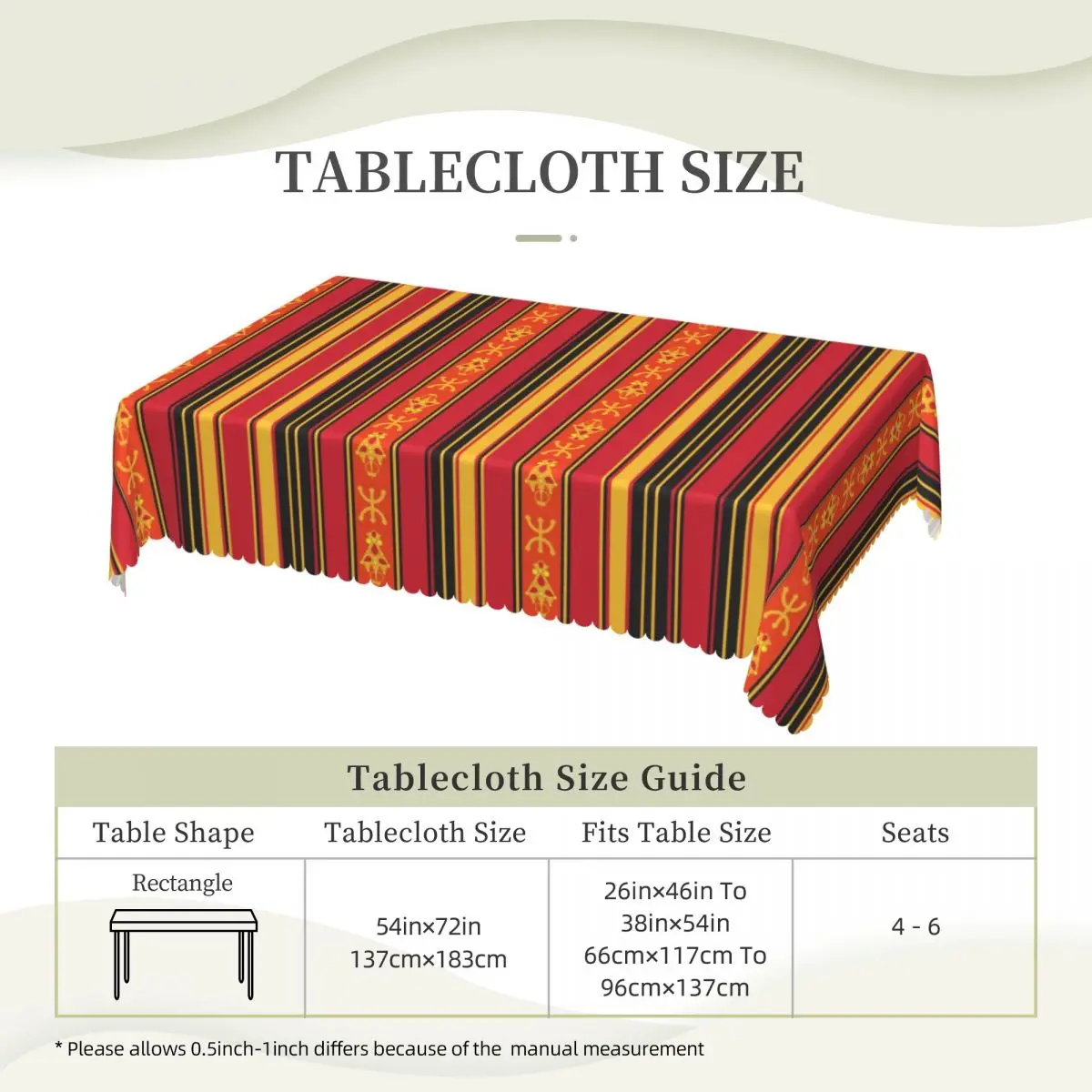 Custom Rectangular Oilproof Z Imazighen Kabyle Jewelry Table Cover Amazigh Berber Ethnic Table Cloth Tablecloth for Picnic