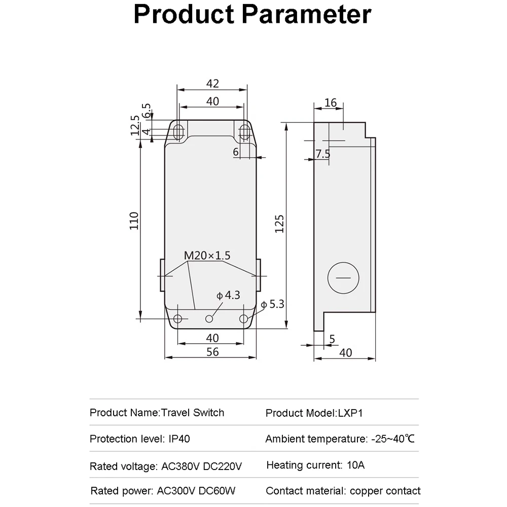 3SE3 LXP1 Travel Switch LXP1-404/1 BA/CA/DA/EA/GA/RA/UA/VA Limit Micro Switch Self-resetting Roller