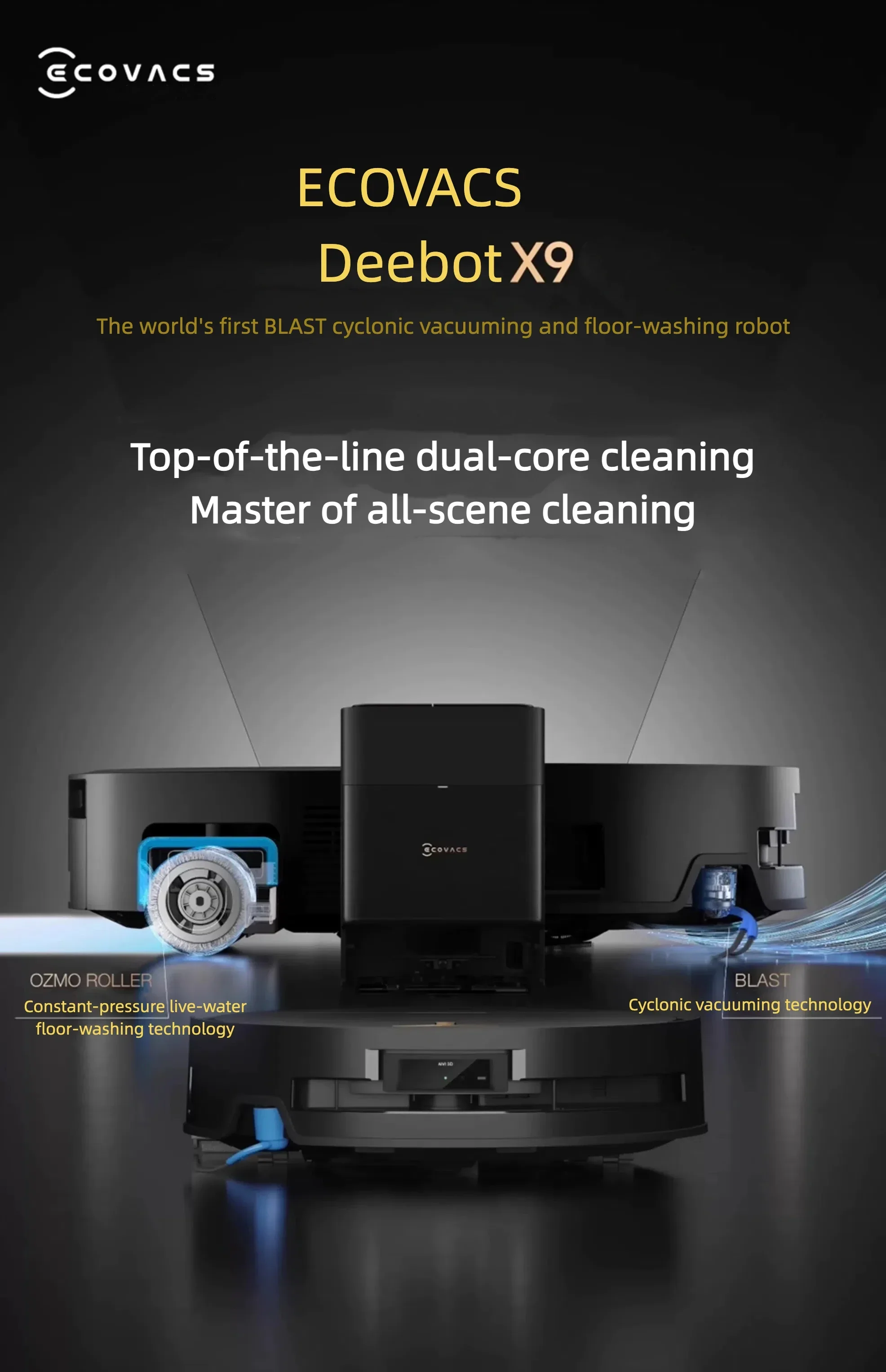 New Arrival ECOVACS DEEBOT X9 PRO Robot Vacuum Cleaner Smart Home Appliance Self-Washing Sweeping Hot Water Mop EU LDS Wet Dry