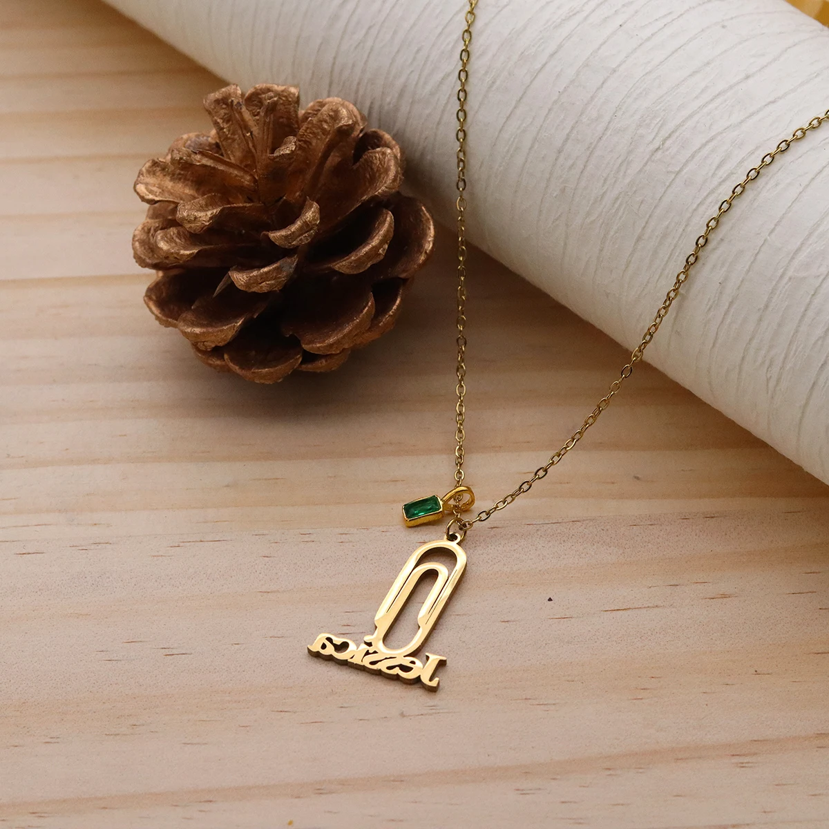 

Ожерелье-чокер из нержавеющей стали с подвеской-клипсой в виде булавки с именем на заказ Chandler для женщин, модные ювелирные изделия