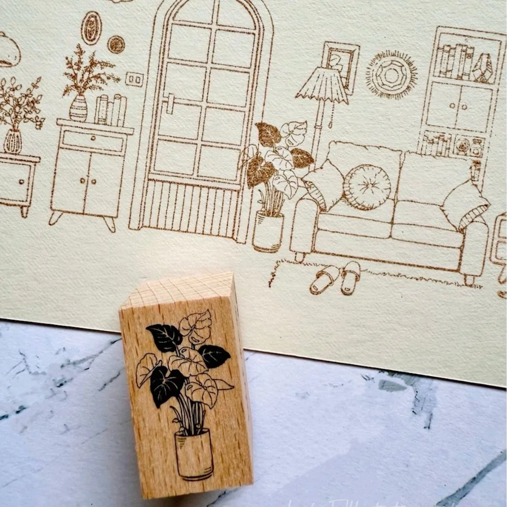 Vintage-Möbel-Themen-Holzstempel für Scrapbooking, DIY-Holzstempel, Muster für Esstisch, Sofa, Schrank, Hobby-Journal-Dekoration – Detail 6