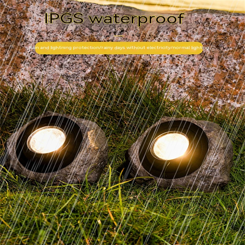 Imagem -03 - Outdoor Solar Powered Rock Light Impermeável Jardim Stone Lights Quintal Pátio Caminho Garagem Iluminação Paisagem