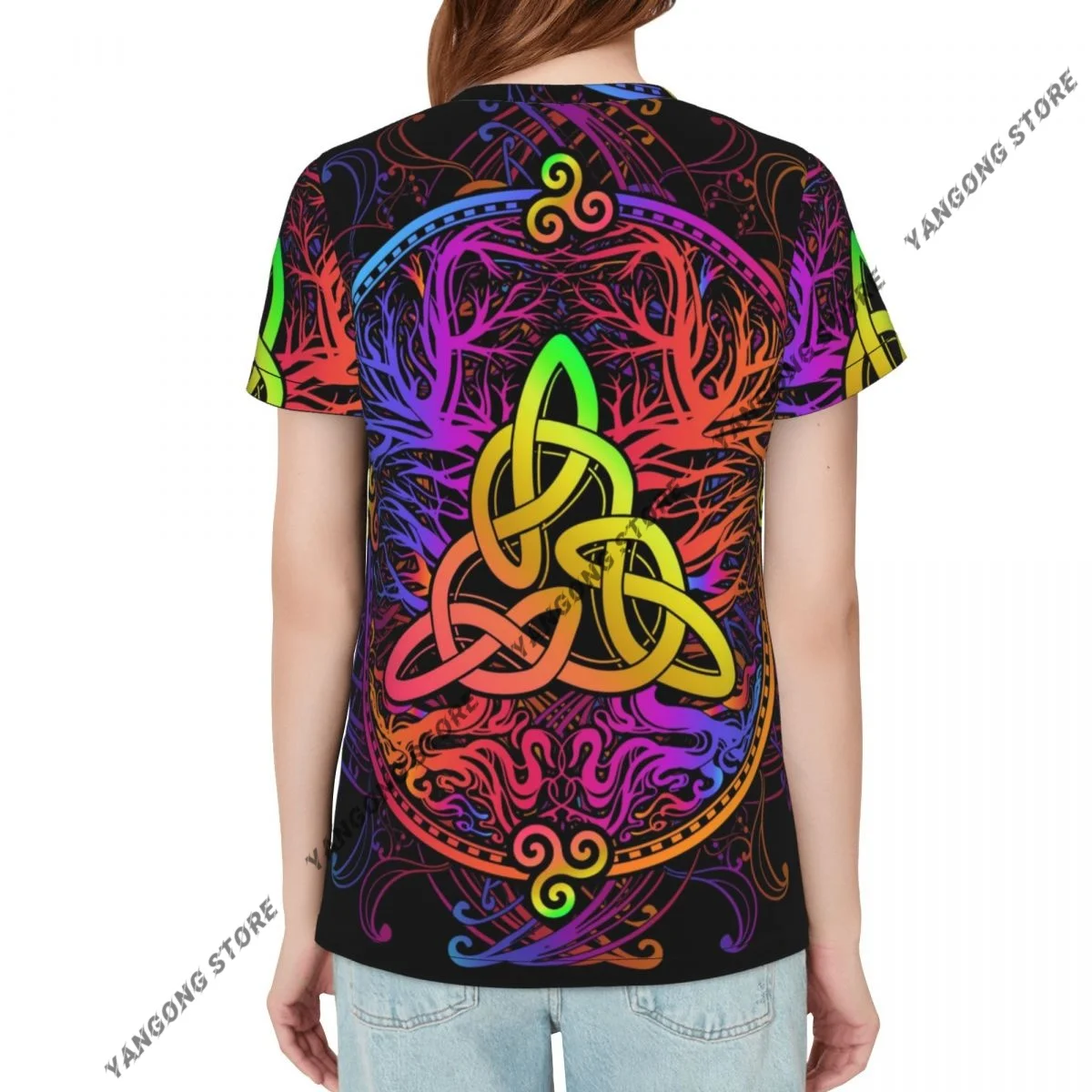 T Shirt Women Celtic Tree Of Life Tee Shirt Casual Round Neck Short Sleeve Streetwear Female T-Shirt