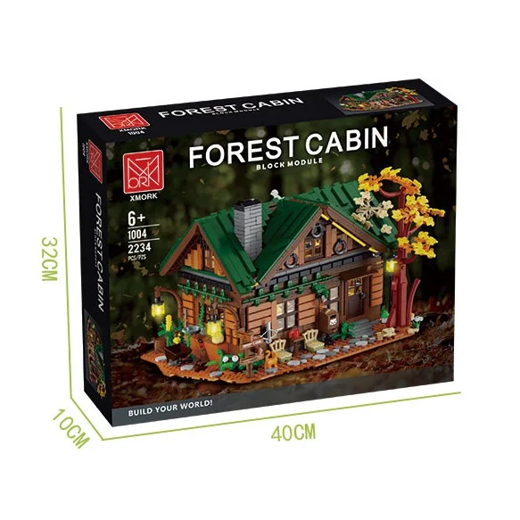 Mit Originalverpackung Forest Cabin Modellbausteinen 1004, Forest Lodge House, modulare Architektursteine, Weihnachts- und Geburtstagsgeschenk